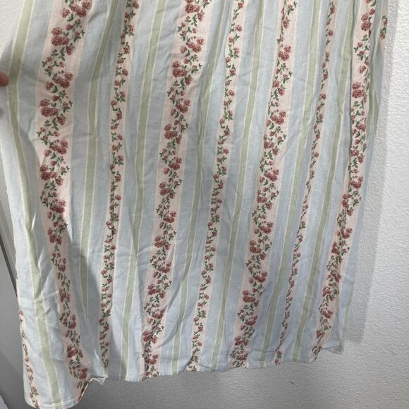 WeWoreWhat Dress Womens Large Blue Green Floral Stripe Linen Blend Midi Back Zip - Picture 6 of 16